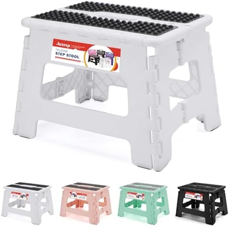 9" Folding Step Stool, Non-Slip Surface Stool by ACSTEP