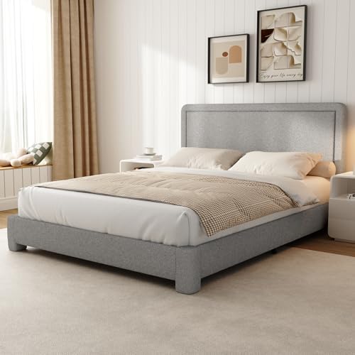 WEUP Full Size Boucle Bed Frame, Upholstered Cloud Bed Frame - Image 3