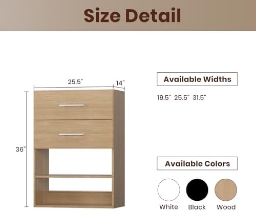 ROOMTEC 25.5" 2 Drawer Short Tower Closet Unit, Modular Closet System - Image 2