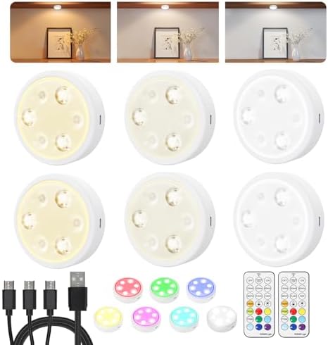 HOLKPOILOT Puck Lights with Remote, 2000mAh Battery Operated Rechargeable Under by HOLKPOILOT