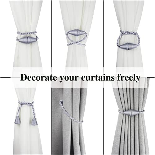 2 Pack Magnetic Curtain Tiebacks Rope Modern Handmade Curtain Tie Backs - Image 5