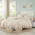Cupocupa Pink Ruffle King Size Comforter Set, Shabby Chic Boho Bedding by CupocupaHomeCollection