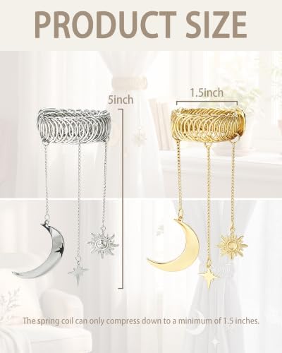 Vintage Curtain Tiebacks Celestial Sun and Moon Star Elastic Holdbacks - Image 6