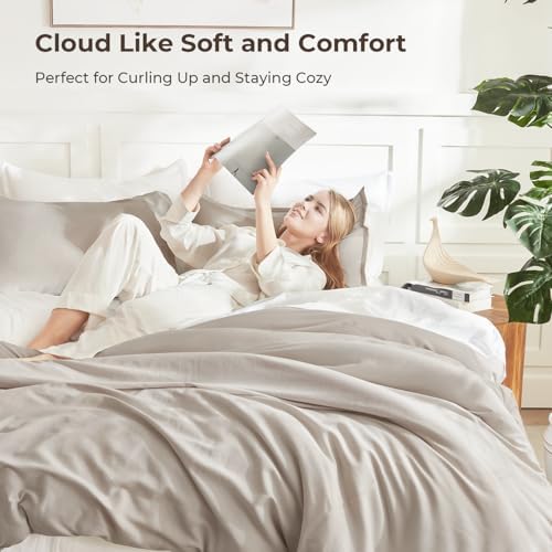 Litanika King Comforter Set, 3 Pieces Lightweight Solid Bed Set - Image 2