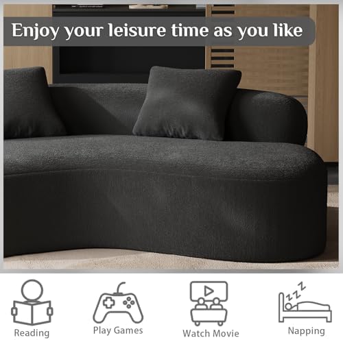 79" Curved Chenille Loveseat, Deep Seat Cloud Couch - Image 7