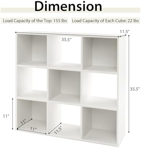 GIANTEX 9-Cube Storage Organizer, Wooden Bookcase Display Shelf - Image 3