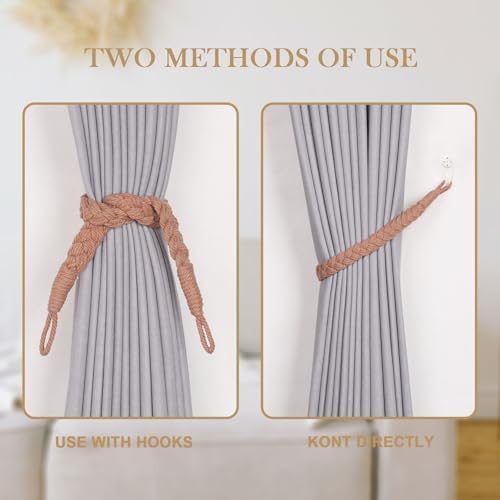 NICEEC 4 Pack Natural Cotton Rope Curtain Tiebacks Elegant Boho Style - Image 4