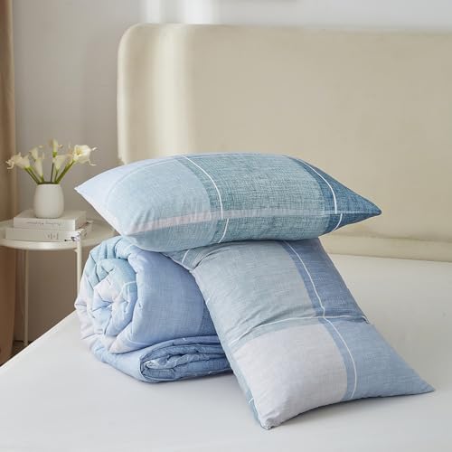 mixinni Full Comforter Set for Boys Simple Style Modern Geometric Blue - Image 6