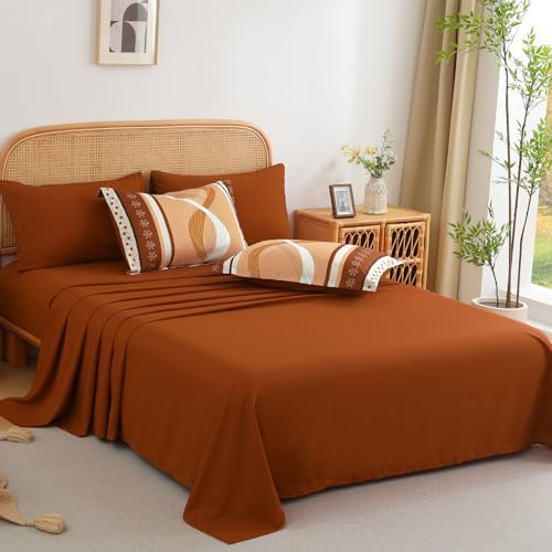 Anibedding Comforter Set Queen Size, 8 Pieces Burnt Orange Bed in a Bag - Image 6