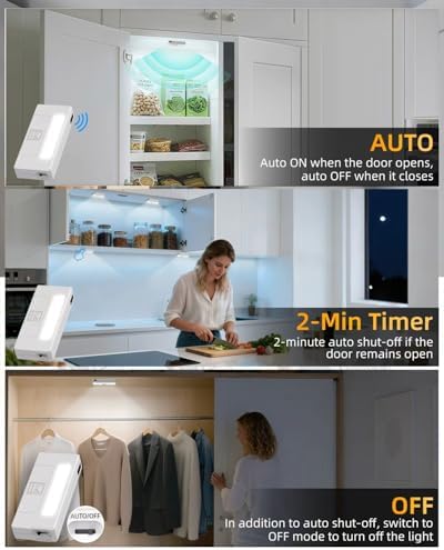 6 Pack Door Open Sensor Cabinet Lights, Cordless LED Cabinet Closet Light - Image 2