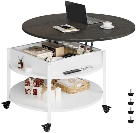 FABATO Small Round Lift Top Coffee Table by FABATO