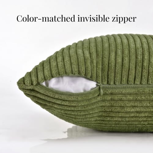 Fancy Homi Moss Green Lumbar Decorative Throw Pillow Covers 22x14 Inch - Image 3