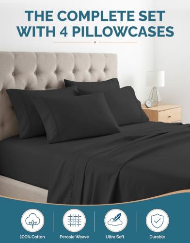 Casa Platino Sheets Full – 6 Piece Crisp Percale Weave Full Cooling Sheets - Image 2