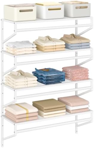 ThreeHio 4 Pack Closet Shelves Wall Mounted, 2.7 ft x 11.8in Wire Closet Shelf by ThreeHio