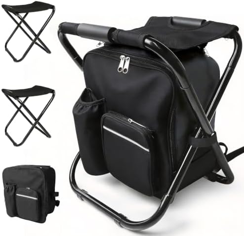 Folding Stool Backpack Cooler, Camping Fishing Chair by SDLDEER