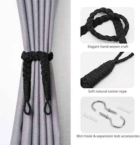 NICEEC 2 Pack Natural Cotton Rope Curtain Tiebacks Elegant Boho Style - Image 2