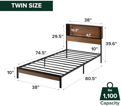 Zinus Kai Platform Bed Frame, RGB LED Lights, USB Charging Station - Image 2