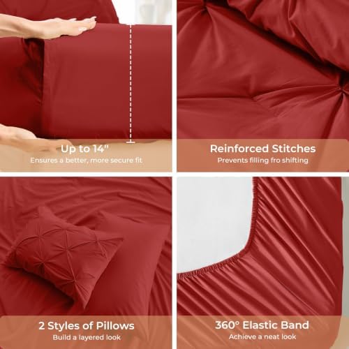 Sasttie King Size Comforter Set, 7-Piece Bed in a Bag, Pintuck Bedding Set - Image 5
