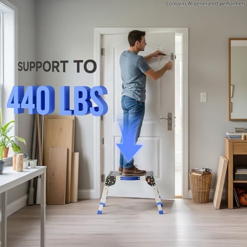 Loyoda Folding Step Stool for Adults, Portable Aluminum Work Platform 440lb - Image 2