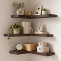 Floating Corner Shelves Solid Pinewood Wall Mounted Shelf by Unknown