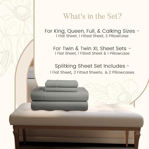 100% Cotton Sheets, 800 Thread Count 4 Piece King Size Sheets Set - Image 3