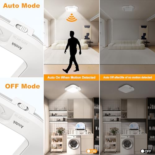 Battery Operated Ceiling Light, Motion Sensor Light Indoor - Image 4