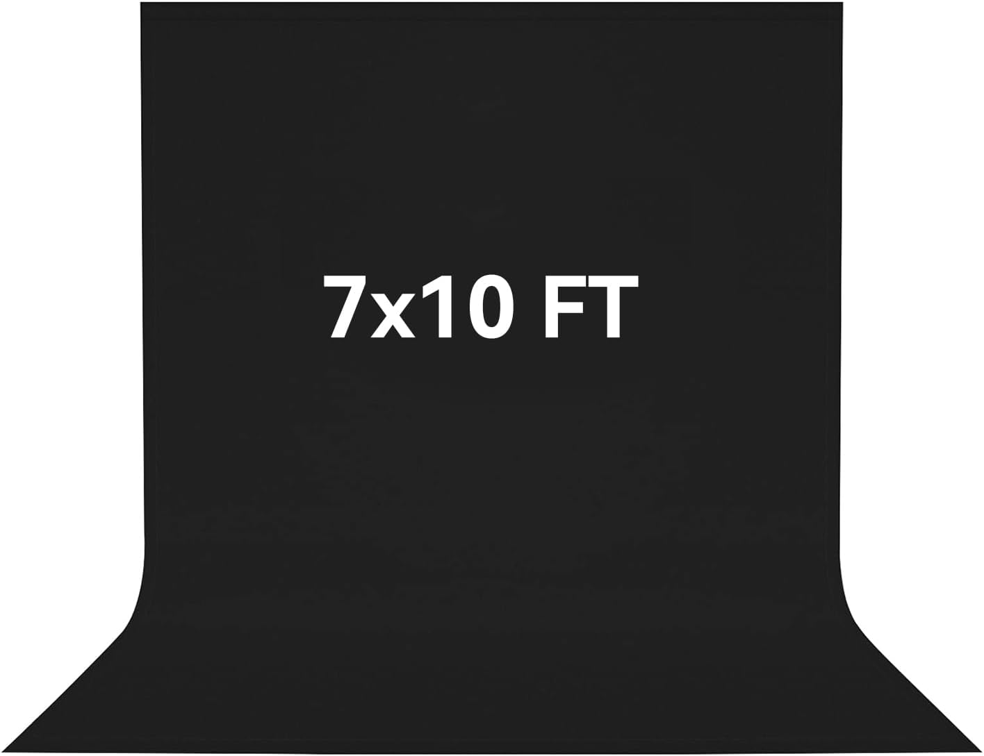 7X10 FT Black Backdrop, 100% Polyester Photography Background Curtain Screen, Foldable Washable Black Screen for Professional Photoshoot Portraits Party Video Studio