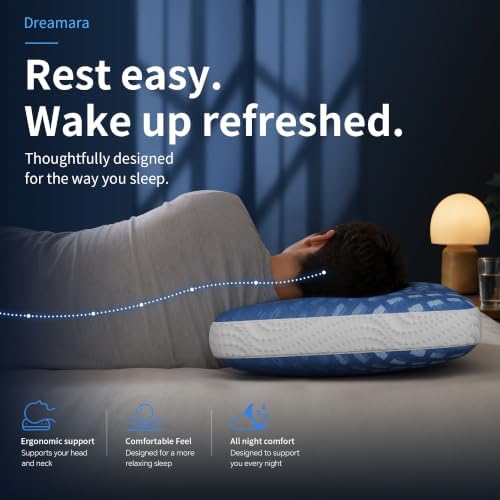 Dreamara Side Sleeper Pillow, Cooling Crescent Memory Foam Queen Pillow 1PK - Image 6