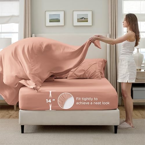 Bedsure 7-Piece Full Size Comforter Sets & Sheets, Dusty Pink Full Bedding - Image 5