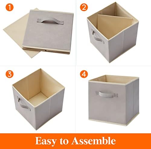 Lifewit Storage Cubes, 11 Inch Organizer Bins, 18L Light Gray, 6 Packs - Image 4