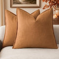 Foindtower Linen Solid Decorative Throw Pillow Covers 22x22 Autumn Orange by Foindtower