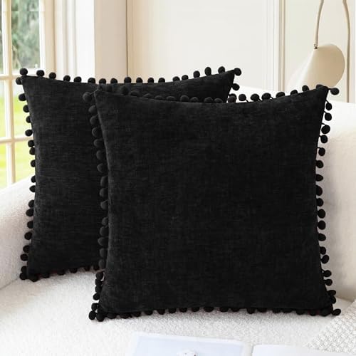 CaliTime Decorative Couch Throw Pillow Covers 20 X 20 Inches Black by CaliTime