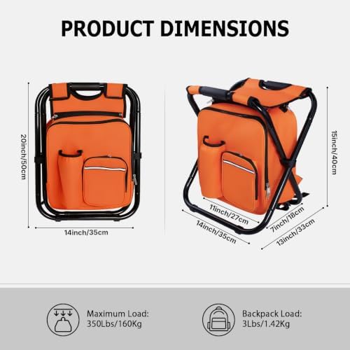Folding Stool Backpack Cooler, Camping Fishing Chair - Image 3
