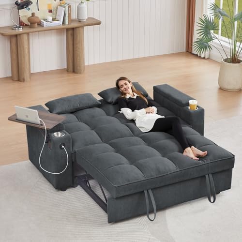 oaaktu 65''Convertible Sleeper Sofa Bed, 3-in-1 Pull Out Couch Bed - Image 4