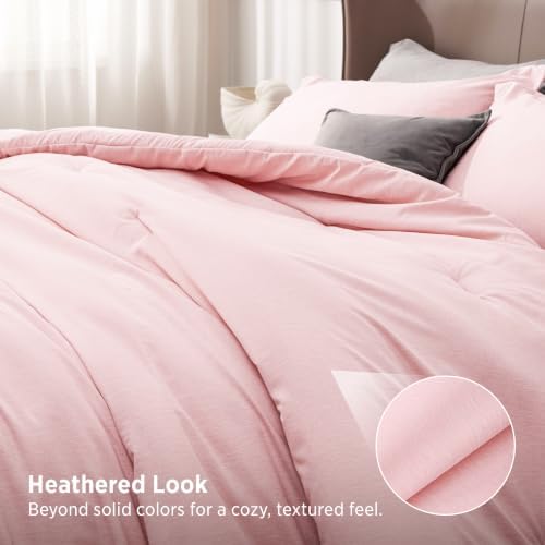 Bedsure Pink Full Size Comforter Set, Soft Cationic Dyed Bed Set 3 Pcs - Image 3