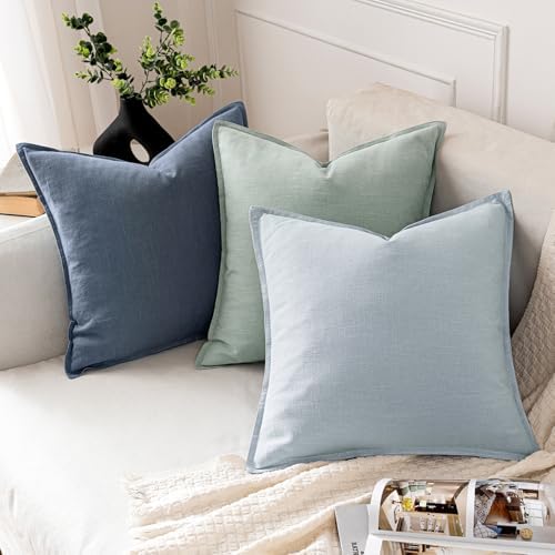MIULEE Decorative Linen Euro Sham Pillow Covers 22x22 Inch Blue Ashes - Image 4