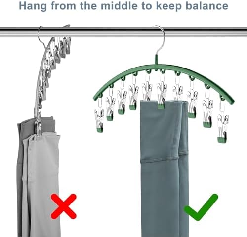 Legging Organizer for Closet, Metal Yoga Pants Hangers 2 Pack w/10 Clips Holds - Image 4
