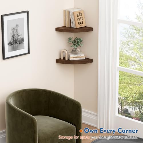 Corner Floating Shelves Wall Mounted, Thick Wood Corner Shelf - Image 4