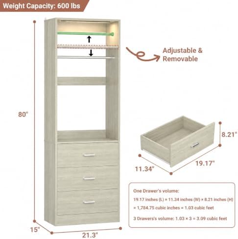 Besiost Closet System with 3CCT Sensor Light - Image 7