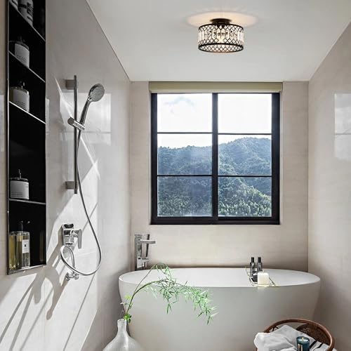 Crystal Black Ceiling Light, Modern Semi Flush Mount Ceiling Light Fixture - Image 5
