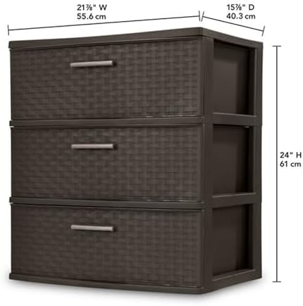 Sterilite Wide 3 Drawer Weave Tower, Home Organizer - Image 3