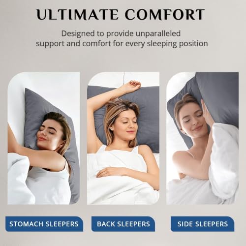 JOLLYVOGUE Grey Pillows Queen Size Set of 2, Supportive Firm Bed Pillows - Image 7