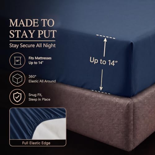 CozyLux Twin Comforter Set Navy Blue, 5 Pieces Pintuck Bed in a Bag - Image 5