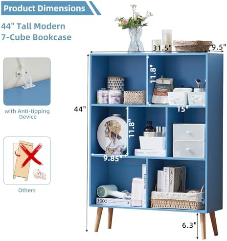 LEYAOYAO Cube Bookshelf, Mid-Century Modern Book Shelf - Image 3