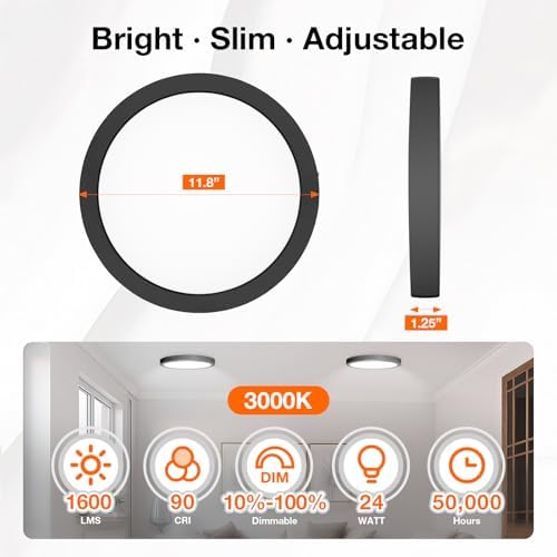 Sylvania 12" LED Flush Mount Ceiling Light Fixture, 1600 LMS, Warm White - Image 2