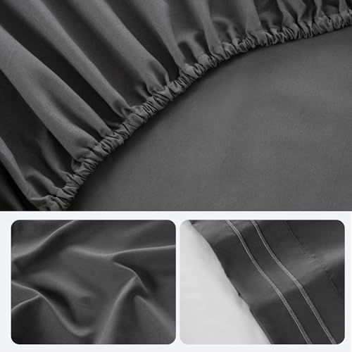 ROSE&RISY Dark Grey Soft Twin Sheet Set, 3 Pieces Bedding Sheets Sets, - Image 6