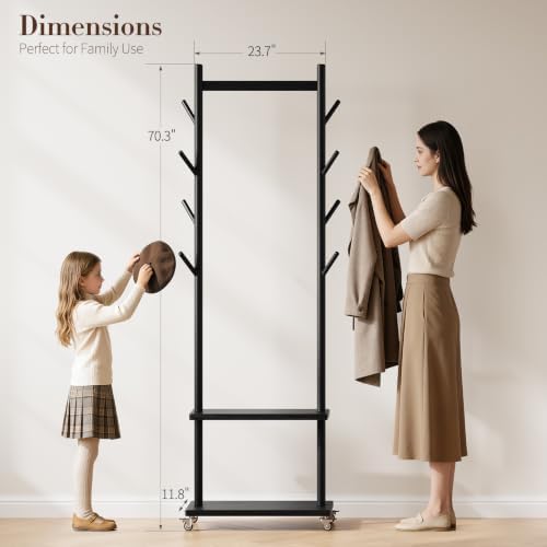 Yoobure Solid Wood Coat Rack Freestanding - Image 2