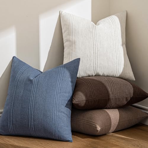 MIULEE Decorative Striped Throw Pillow Covers 20x20 Inch Blue 2 Pack - Image 5