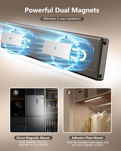 10.5 Inch 2 Pack Under Cabinet Lighting, 3 Color Temps Rechargeable Motion - Image 6