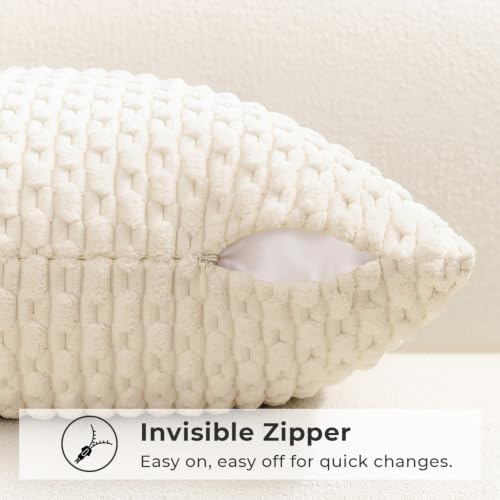 Kevin Textile Soft Corduroy 14"x36" Lumbar Pillow Cover 1 Pack, Cream White - Image 3